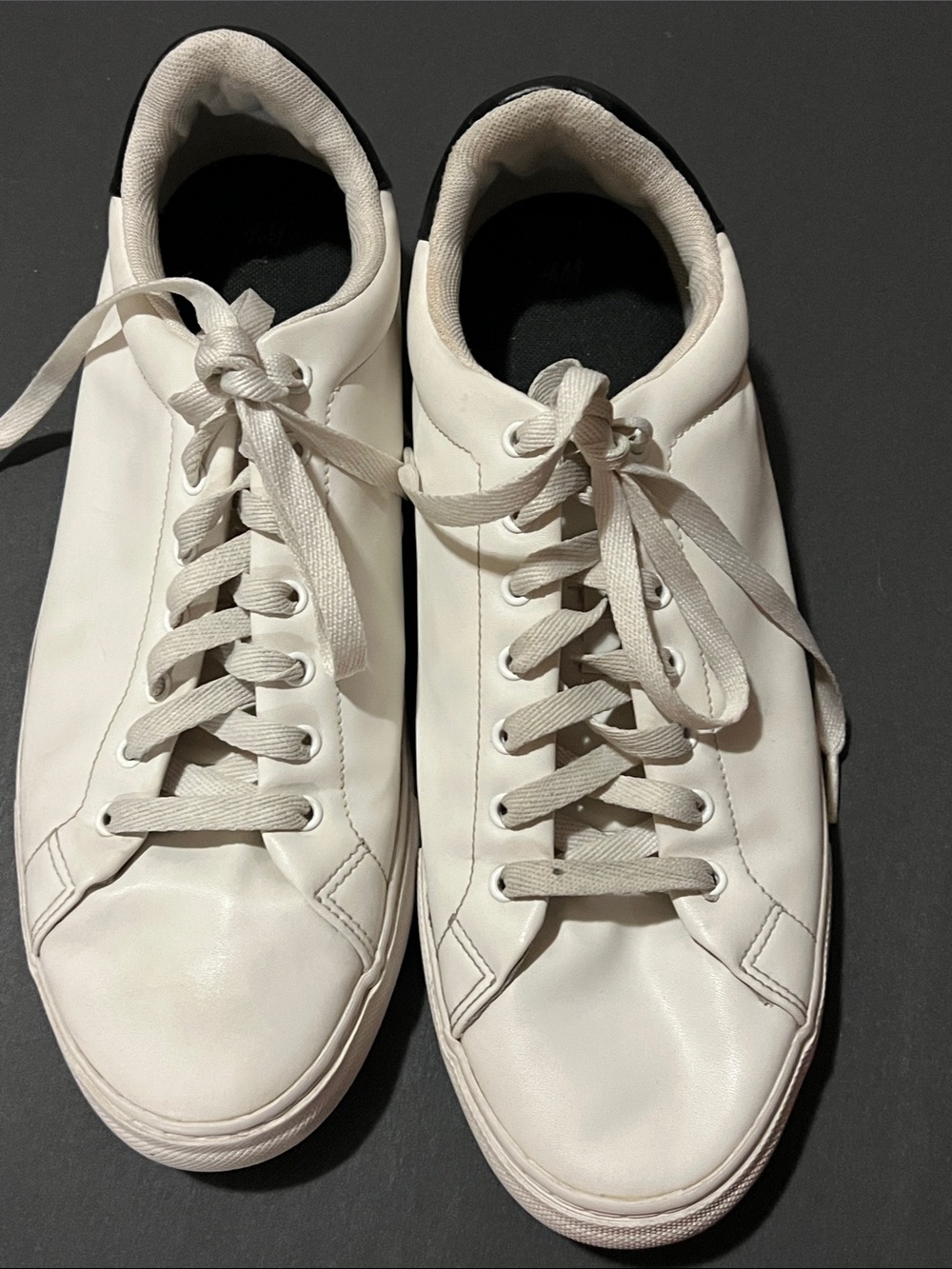 H&M White Low-Top Lace-Up Sneakers